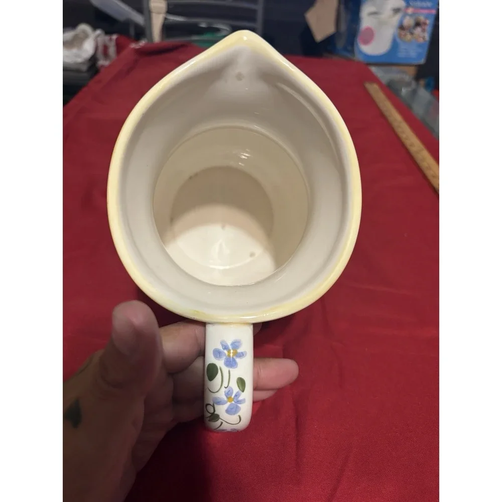 Vintage FTD Floral Ceramic Pitcher Sunflower Iris Flower Vase Home Decor 7